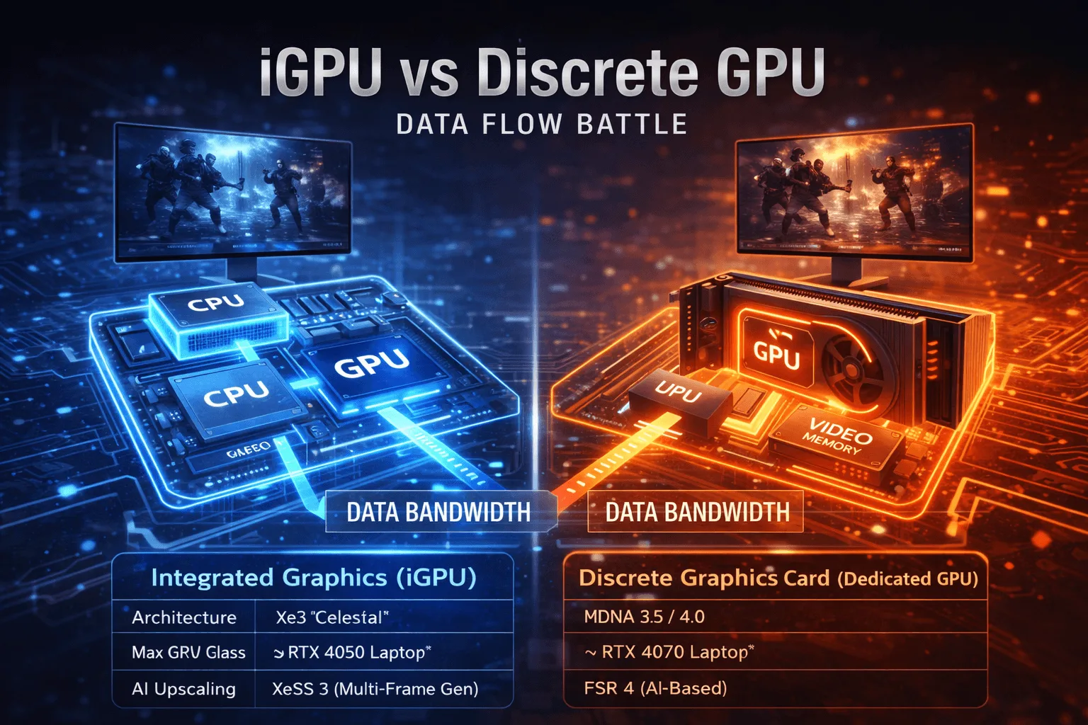 Intel Xe3 Celestial and AMD Strix Halo APU comparison
