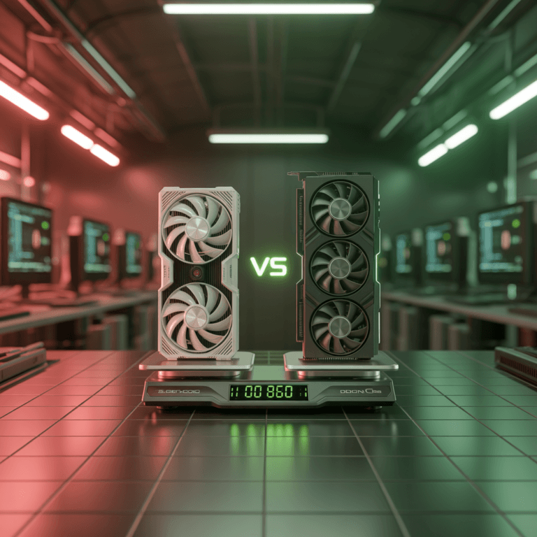 AMD Radeon RX 9070 XT vs NVIDIA RTX 5070 Ti graphics card comparison showing price to performance battle in 2026