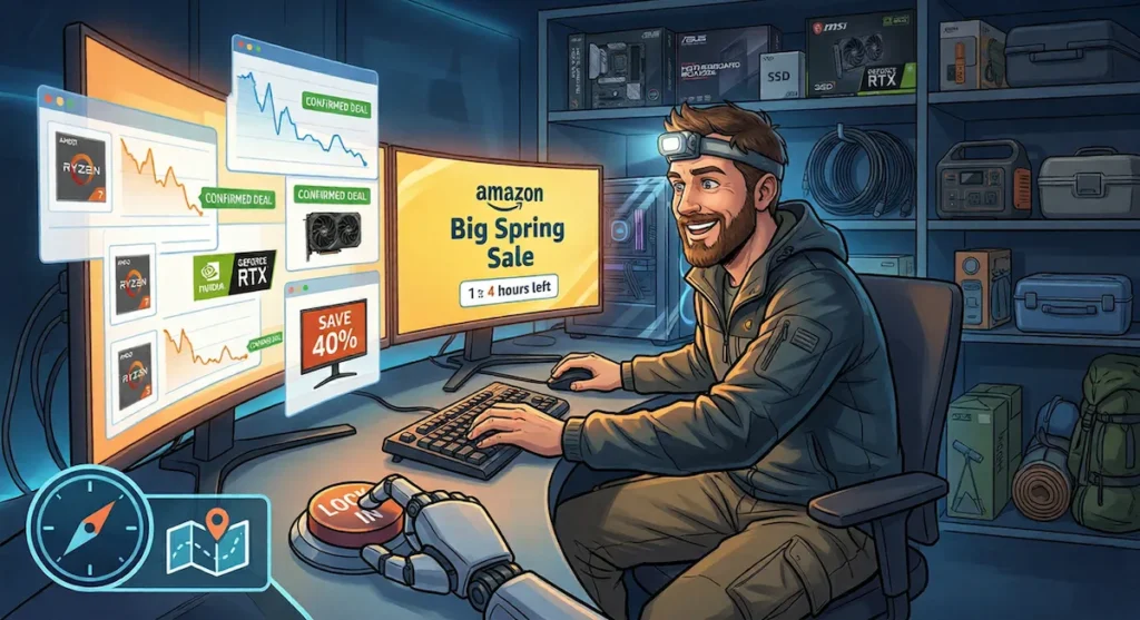 Deal Hunter Dan tracking Amazon Big Spring Sale tech deals on multiple monitors