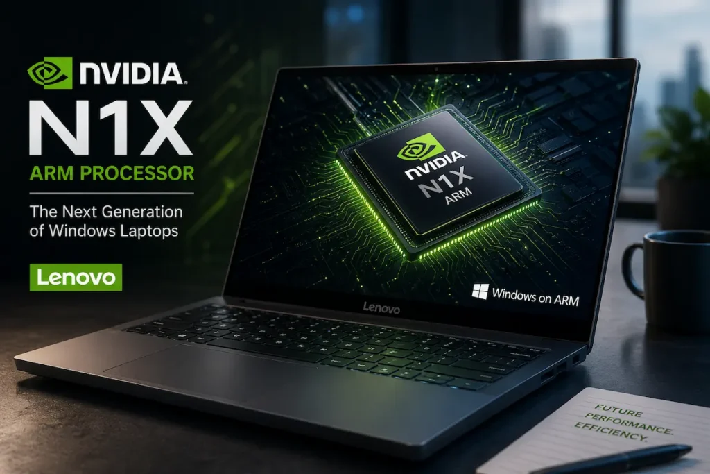 Lenovo laptop concept showing NVIDIA N1X ARM processor for future Windows laptops