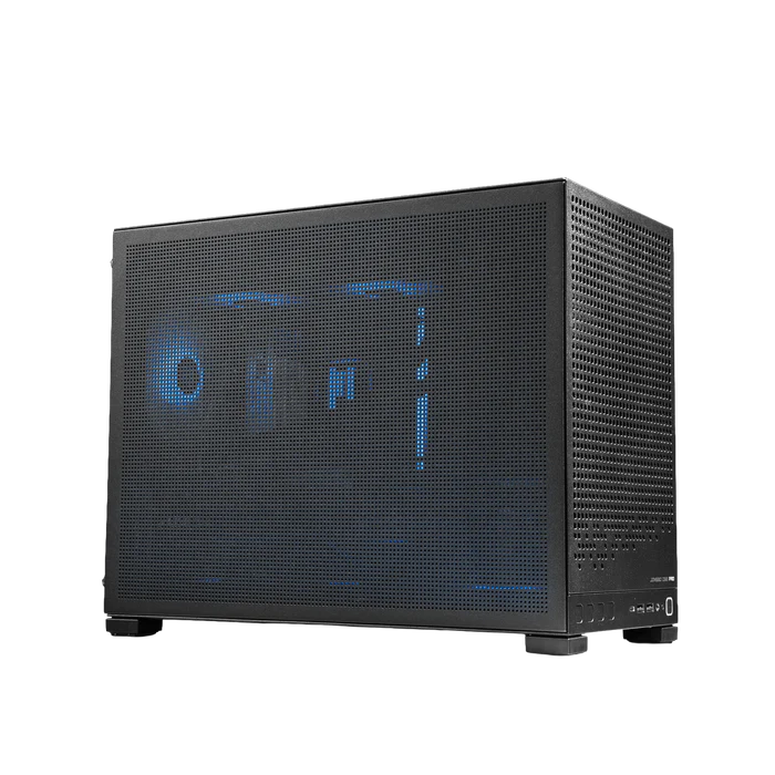 Steamroller gaming desktop tower connected to a monitor running SteamOS